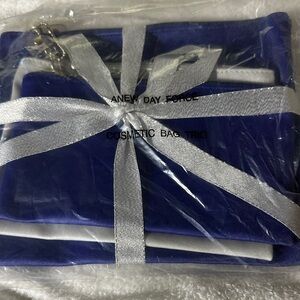 Avon Blue and Silver Cosmetic Bag Trio